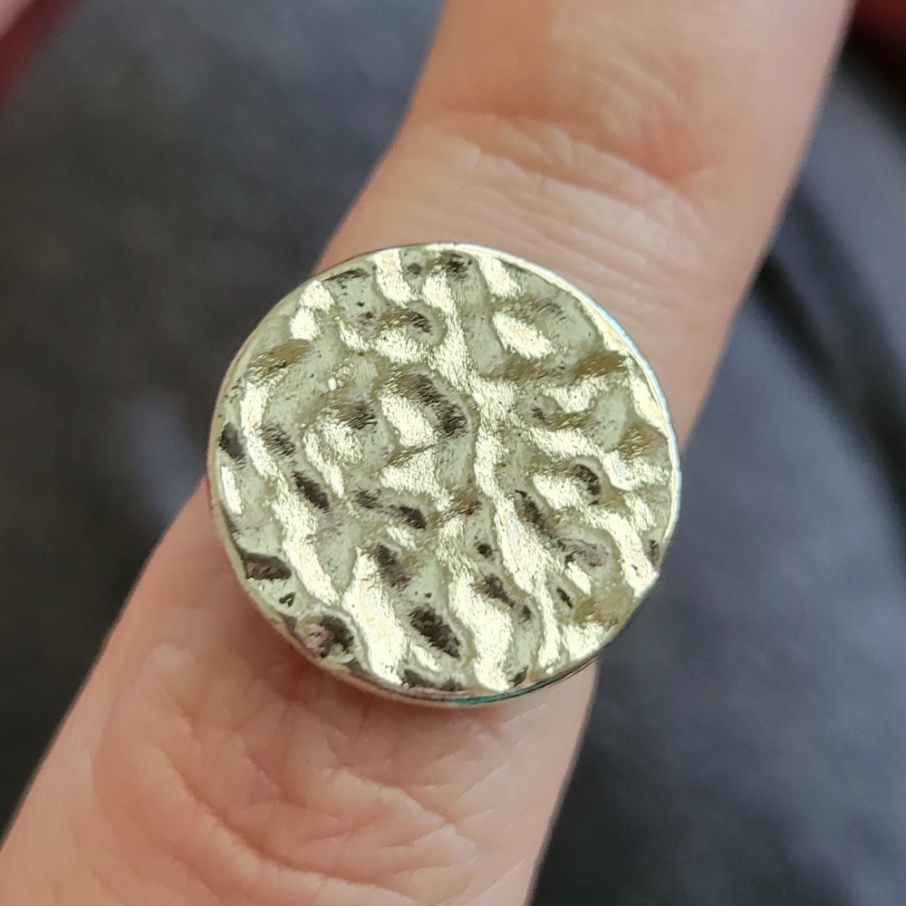 Textured Metal Mallet Silver Ring Size 6